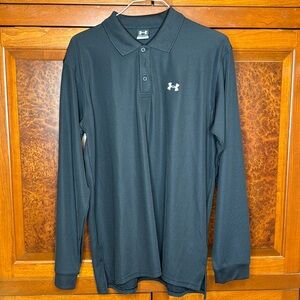 Under armor men’s L black LS polo, nearly new, gently worn, great condition